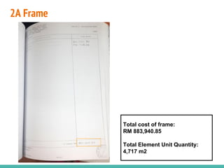 2A Frame
Total cost of frame:
RM 883,940.85
Total Element Unit Quantity:
4,717 m2
 