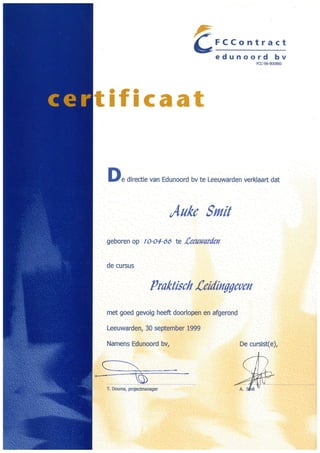 Certificate Practical Leadership A.Smit