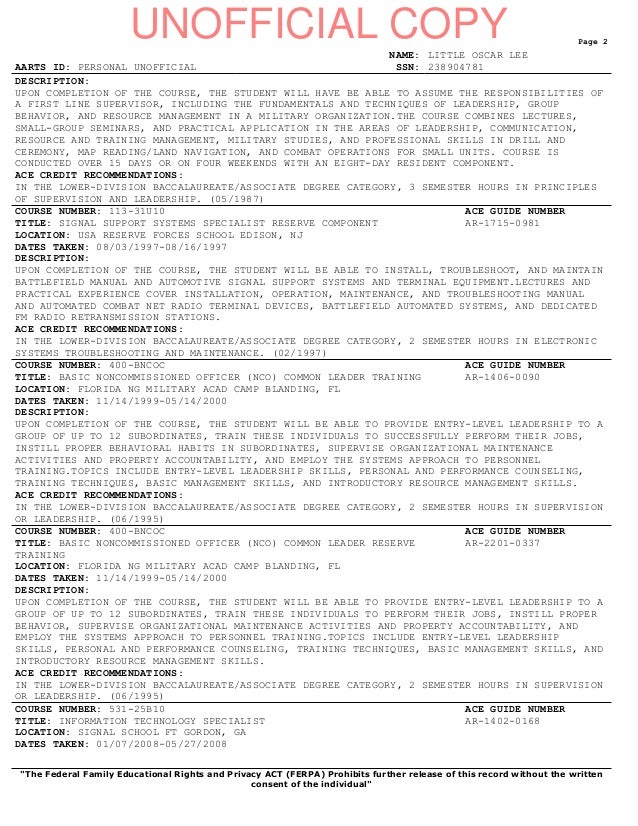 Oscar Little Army Transcript