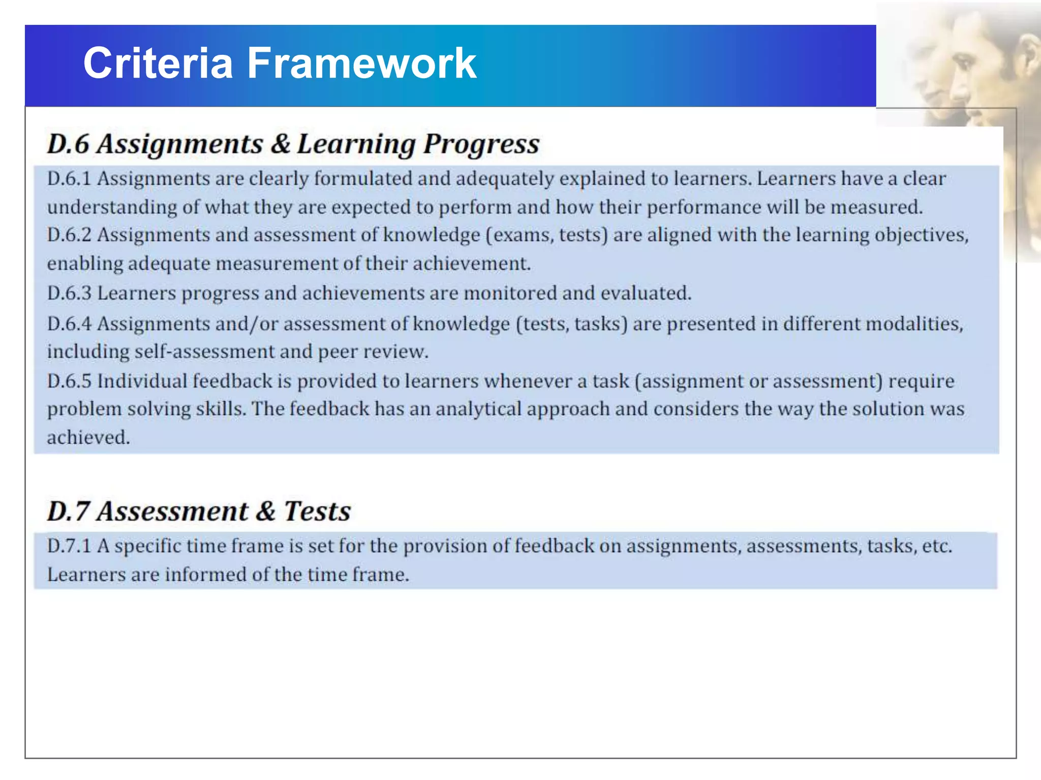Criteria Framework
 