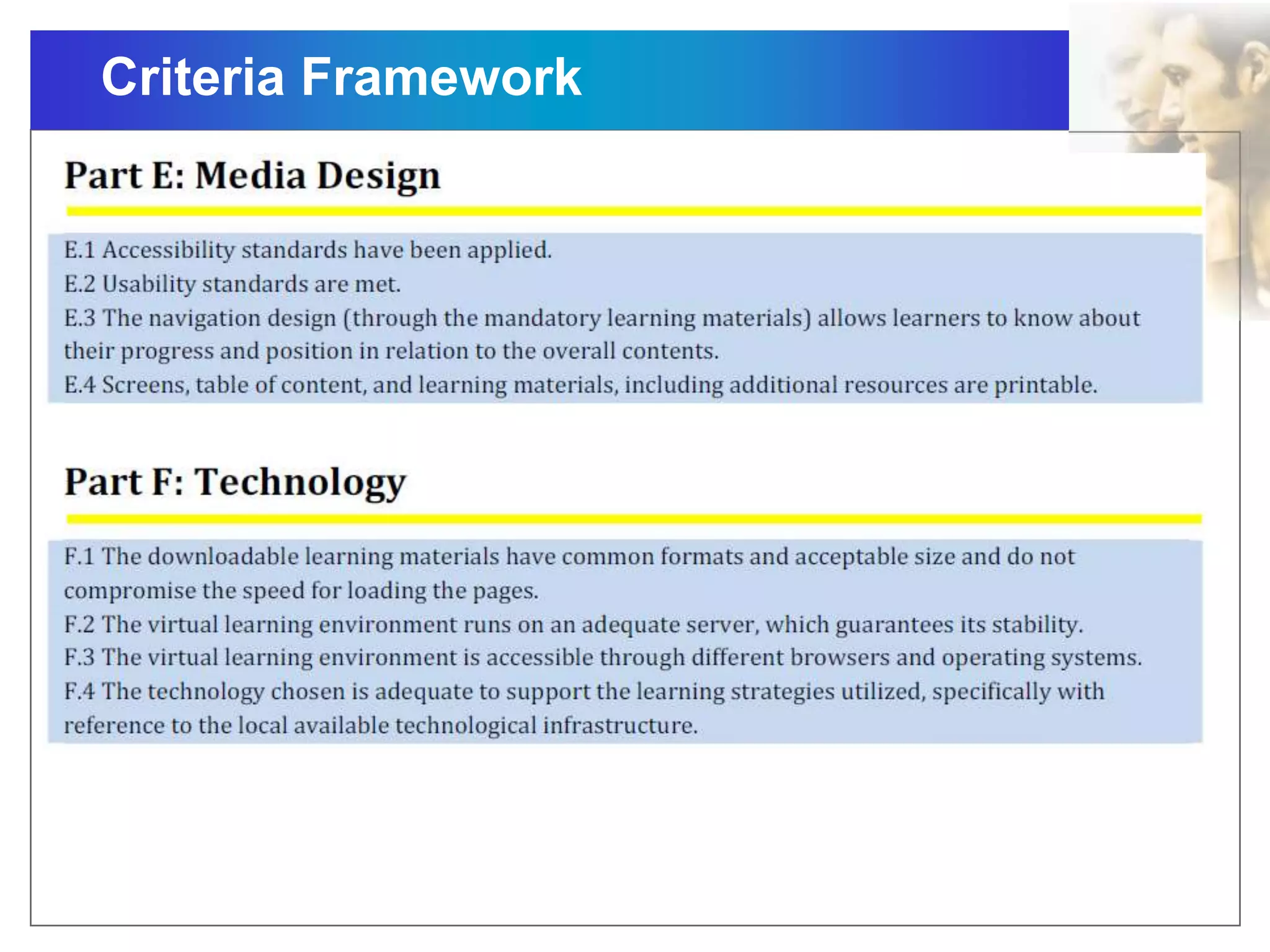 Criteria Framework
 