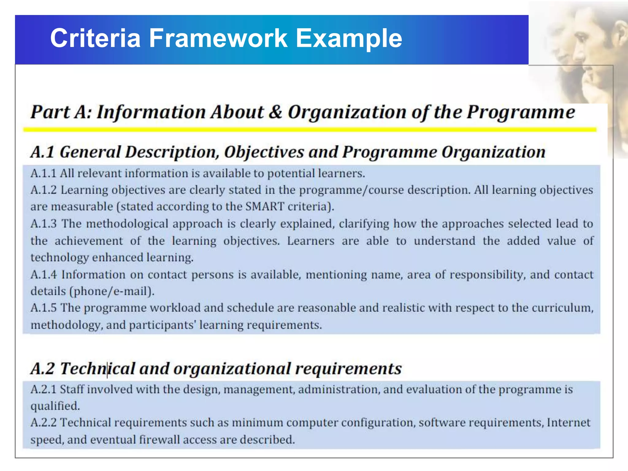 Criteria Framework Example
 