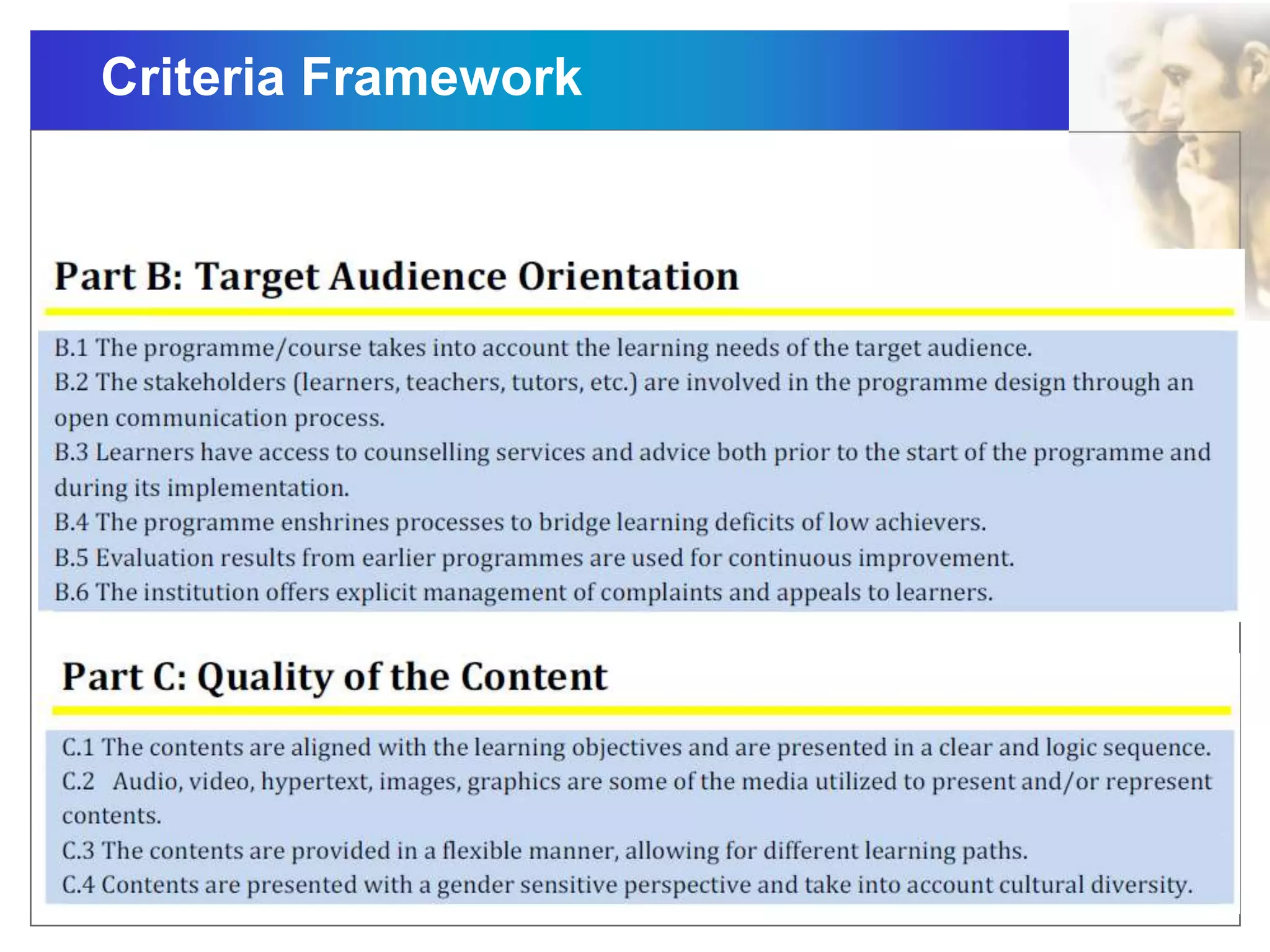Criteria Framework
 