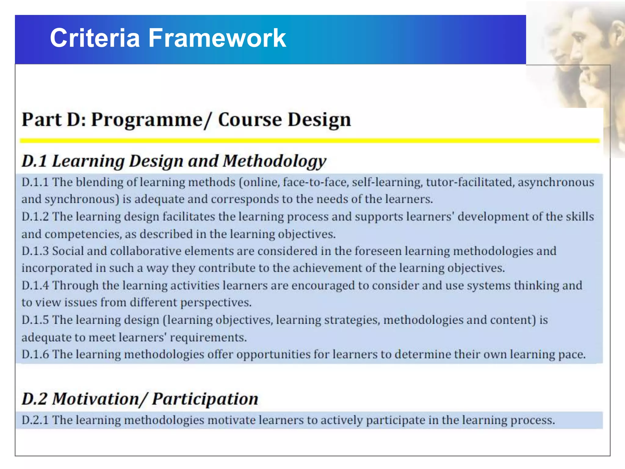 Criteria Framework
 
