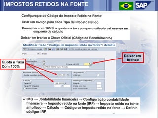 IMPOSTOS RETIDOS NA FONTE




                             Deixar em
                              branco
Quota e Taxa
Com 100%
 
