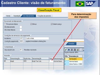 Cadastro Cliente: visão de faturamento
                     Classificação Fiscal
                                            Para determinação
                                              dos impostos
 