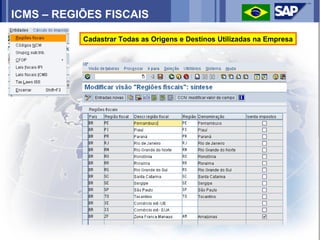 ICMS – REGIÕES FISCAIS

           Cadastrar Todas as Origens e Destinos Utilizadas na Empresa
 