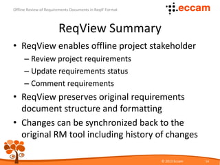 Offline Review of Requirements Documents in ReqIF Format | PDF