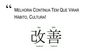 “ MELHORIA CONTÍNUA TEM QUE VIRAR
HÁBITO, CULTURA!
 