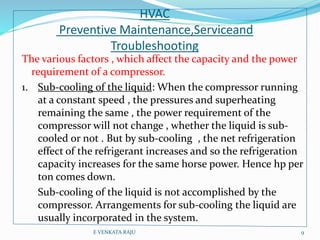 HVAC
Preventive Maintenance,Serviceand
Troubleshooting
The various factors , which affect the capacity and the power
requi...