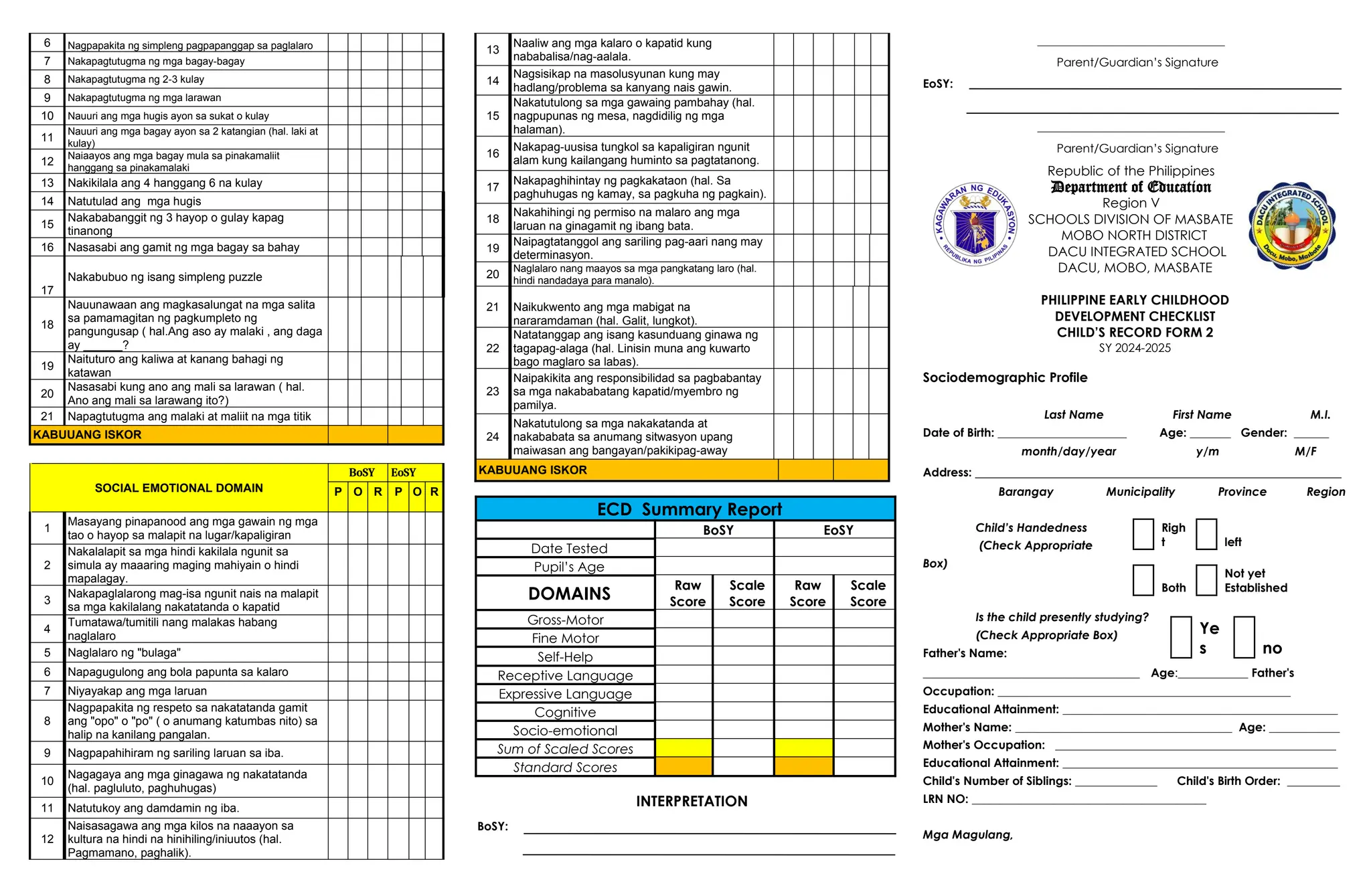 Ecd Tagalog Checklist.pdf Early Childhood Care and Development CHECKLIST TAGALOG.docx