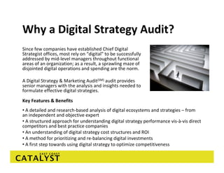 Why a Digital Strategy Audit? 
Since few companies have established Chief Digital 
Strategist offices, most rely on “digit...