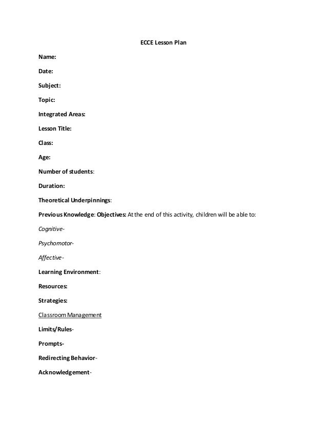 ECCE Lesson Plan Template