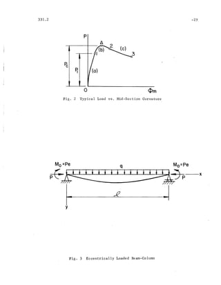 331.2 -2.9.
p
o <Pm
Fig. 2 Typical Load vs. Mid-Section Curvature
Mo =Pe q Mo=Pe
~ ~~~~~-----------~~-x
y
Fig. 3 Eccentrically Loaded Beam-Column
 