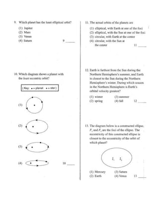 Eccentricity Practice Problems HW