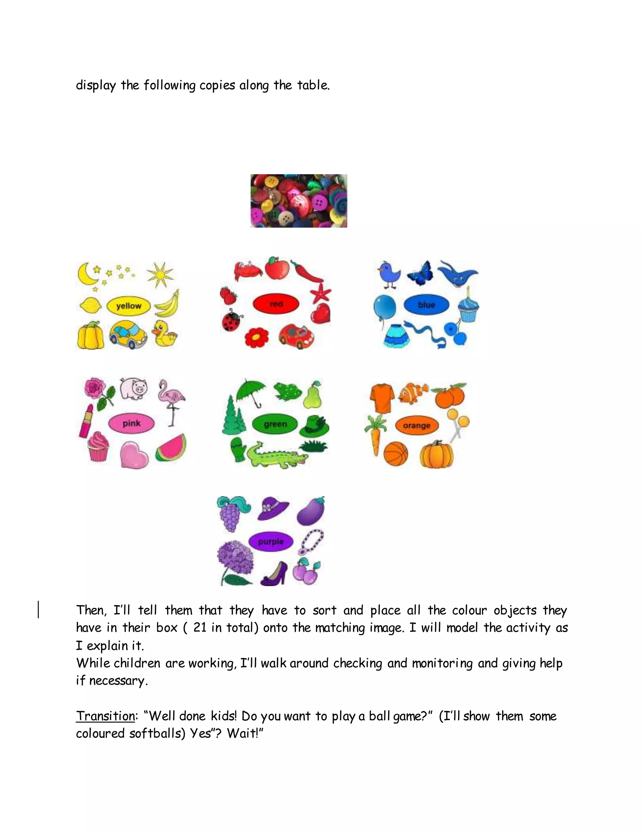 Kindergarten lesson plan 1 | DOCX