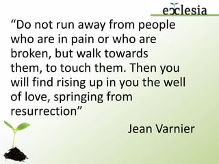The missing Social SpaceMid-size:    extended family:    synagogueAble to express the culture of a context- the sum of all our contributionsAble to re-build  Community- Restoring a broken society