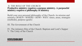 Comprehensive Study on Ecclesiology: Nature, Role, Government, and ...