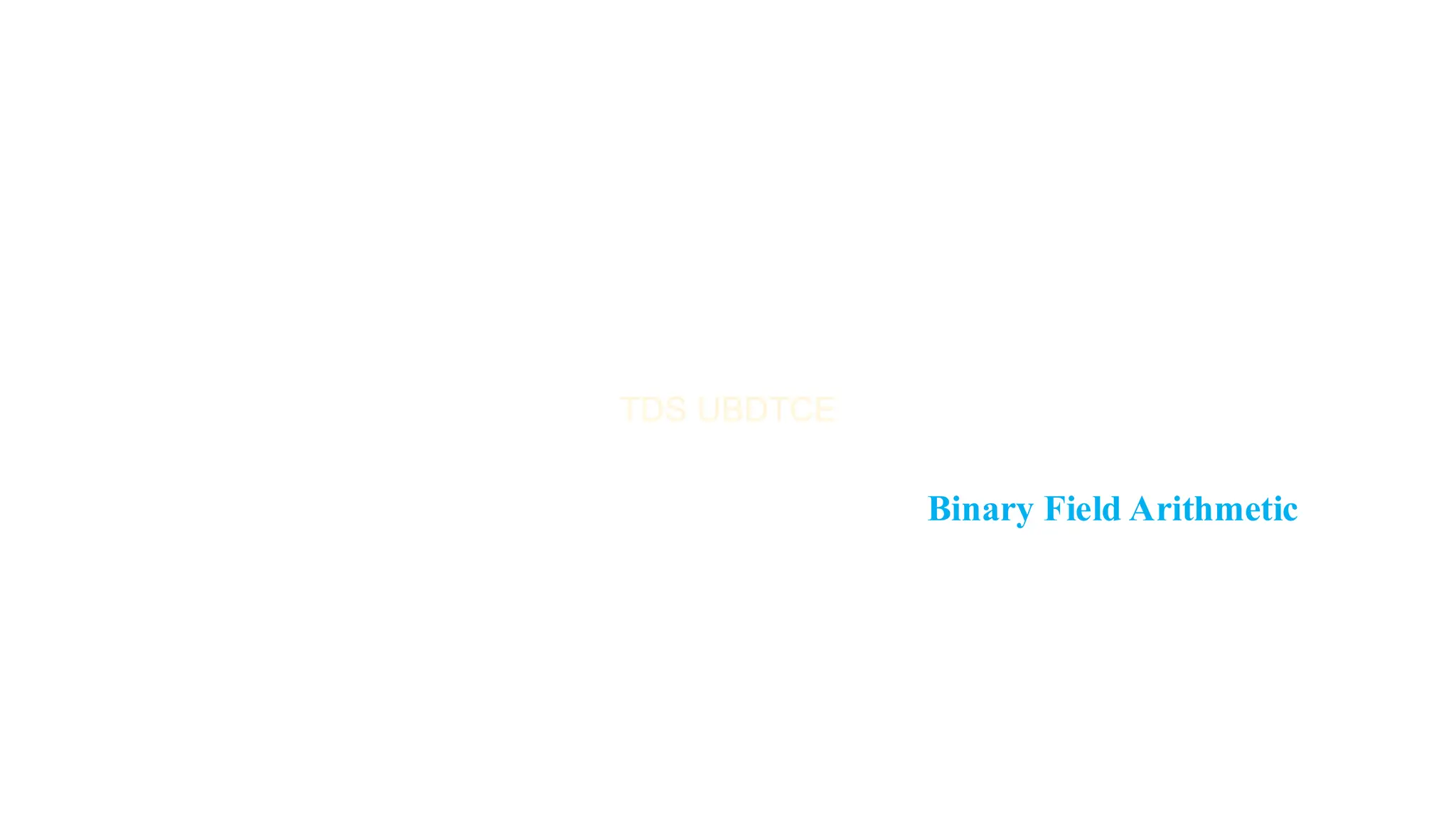 Binary Field Arithmetic
 