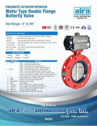 Pneumatic Actuator Wafer Double Flange Butterfly Valve
