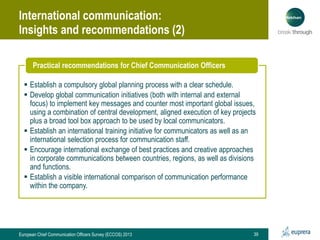 International communication:
Insights and recommendations (2)
Practical recommendations for Chief Communication Officers
...