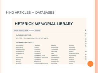FIND ARTICLES – DATABASES
 