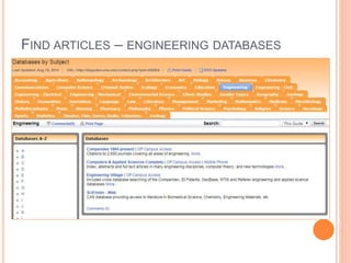FIND ARTICLES – ENGINEERING DATABASES
 