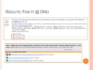 RESULTS: FIND IT @ ONU
 