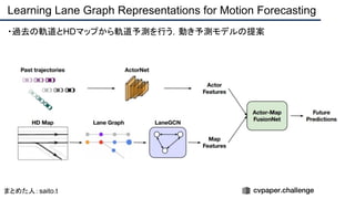 ・過去の軌道とHDマップから軌道予測を行う，動き予測モデルの提案
Learning Lane Graph Representations for Motion Forecasting
まとめた人：saito.t
 