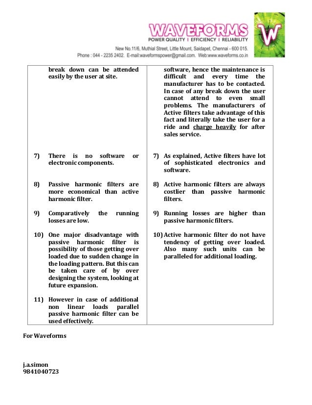 ACTIVE vs PASSIVE HARMONICS FILTERS
