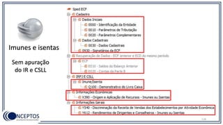 Imunes e isentas
Sem apuração
do IR e CSLL
178
 