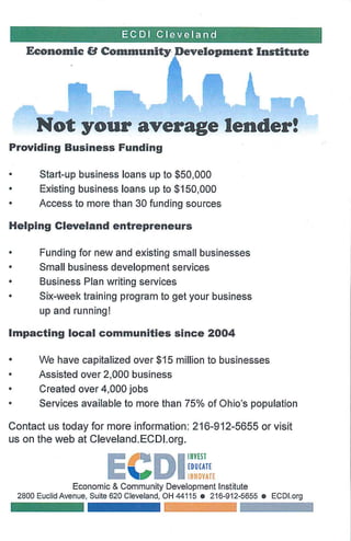 Big Ideas for Small Business: ECDI Flyer