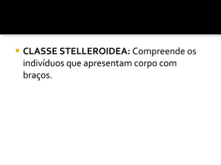 CLASSE STELLEROIDEA:  Compreende os indivíduos que apresentam corpo com braços. 
