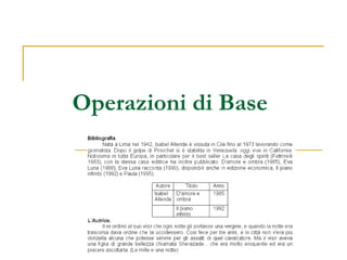 Operazioni di Base
 