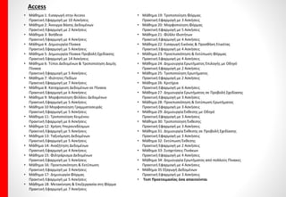 PowerPoint
• Μάθημα 1: Εισαγωγή στο P.P
Πρακτική Εφαρμογή με 5 Ασκήσεις
• Μάθημα 2: Άνοιγμα & αποθήκευση
Πρακτική Εφαρμογή με 6 Ασκήσεις
• Μάθημα 3: Δήλωση προτιμήσεων χρηστή
Πρακτική Εφαρμογή με 4 Ασκήσεις
• Μάθημα 4: Ζουμ
Πρακτική Εφαρμογή με 5 Ασκήσεις
• Μάθημα 5: Προσαρμογή κορδέλας γραμμής εργαλείων
Πρακτική Εφαρμογή με 3 Ασκήσεις
• Μάθημα 6: Χρήση της βοήθειας
Πρακτική Εφαρμογή με 4 Ασκήσεις
• Μάθημα 7: Δημιουργία προσθήκη διαφάνειας
Πρακτική Εφαρμογή με 6 Ασκήσεις
• Μάθημα 8: Δημιουργία παρουσίασης από πρότυπα
Πρακτική Εφαρμογή με 10 Ασκήσεις
• Μάθημα 9: Προβολή παρουσίασης
Πρακτική Εφαρμογή με 6 Ασκήσεις
• Μάθημα 10 Εφαρμογή θέματος σε διαφάνεια
Πρακτική Εφαρμογή με 6 Ασκήσεις
• Μάθημα 11: Επιλογή διαφάνειας
Πρακτική Εφαρμογή με 4 Ασκήσεις
• Μάθημα 12: Υπόδειγμα διαφανειών
Πρακτική Εφαρμογή με 5 Ασκήσεις
• Μάθημα 13: Αρίθμηση διαφανειών
Πρακτική Εφαρμογή με 5 Ασκήσεις
• Μάθημα 14: Μορφοποίηση κειμένου
Πρακτική Εφαρμογή με 6 Ασκήσεις
• Μάθημα 15: Εισαγωγή μορφοποίηση κειμένου
Πρακτική Εφαρμογή με 5 Ασκήσεις
• Μάθημα 16: Ομάδα παράγραφος
Πρακτική Εφαρμογή με 7 Ασκήσεις
• Μάθημα 17: Αντιγραφή μορφοποιήσεων
Πρακτική Εφαρμογή με 3 Ασκήσεις
• Μάθημα 18: Προσθήκη πινάκων
Πρακτική Εφαρμογή με 3 Ασκήσεις
• Μάθημα 19: Εισαγωγή γραφήματος
Πρακτική Εφαρμογή με 5 Ασκήσεις
• Μάθημα 20 Δημιουργία οργανογράμματος
Πρακτική Εφαρμογή με 5 Ασκήσεις
• Μάθημα 21: Εισαγωγή εικόνας
Πρακτική Εφαρμογή με 5 Ασκήσεις
• Μάθημα 22: Δημιουργία άλμπουμ φωτογραφιών
Πρακτική Εφαρμογή με 2 Ασκήσεις
• Μάθημα 23: Εισαγωγή σχημάτων
Πρακτική Εφαρμογή με 5 Ασκήσεις
• Μάθημα 24: Αντιγραφή μετακίνηση γραφικών αντικειμένων
Πρακτική Εφαρμογή με 5 Ασκήσεις
• Μάθημα 25: Εφέ κίνησης και προβολές
Πρακτική Εφαρμογή με 2 Άσκηση
• Μάθημα 26: Απόκρυψη διαφανειών
Πρακτική Εφαρμογή με 2 Ασκήσεις
• Μάθημα 27: Ορθογραφικός Έλεγχος
Πρακτική Εφαρμογή με 1 Άσκηση
• Μάθημα 28: Προβολή παρουσίασης
Πρακτική Εφαρμογή με 3 Ασκήσεις
• Μάθημα 29: Διαμόρφωση σελίδας
Πρακτική Εφαρμογή με 3 Ασκήσεις
• Μάθημα 30: Εναλλαγή εφέ διαφανειών
Πρακτική Εφαρμογή με 3 Ασκήσεις
• Τεστ Προετοιμασίας όσα απαιτούνται
 