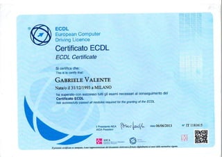Ecdl certificate