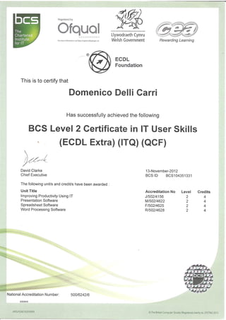 BCS Level 2 Certificate in IT User Skills