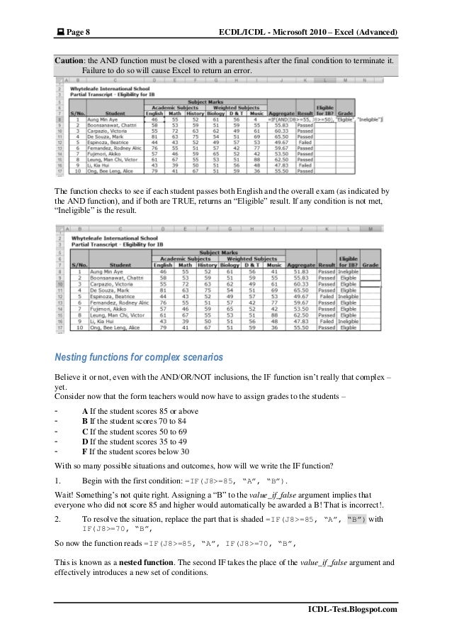 ECDL / ICDL Advanced Excel 2010 - Tutorial. A high level certificati…
