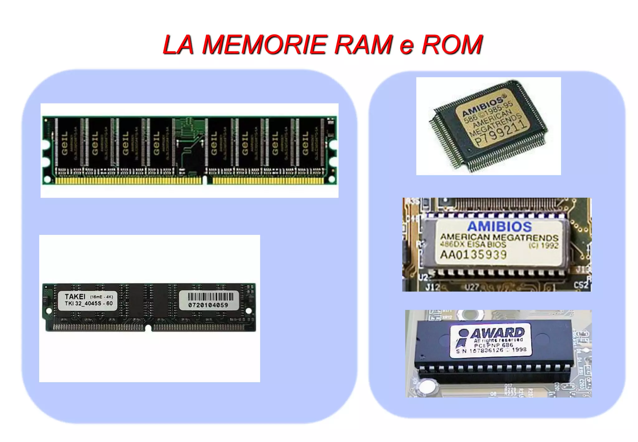 LA MEMORIE RAM e ROM
 