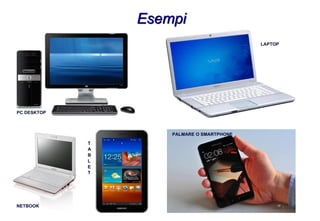 Esempi
PC DESKTOP
LAPTOP
PALMARE O SMARTPHONE
NETBOOK
T
A
B
L
E
T
 