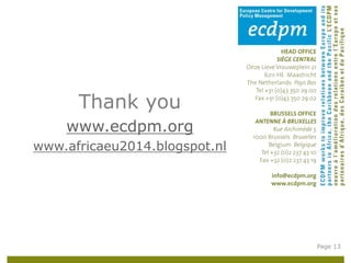 Thank you
www.ecdpm.org
www.africaeu2014.blogspot.nl
Page 13
 