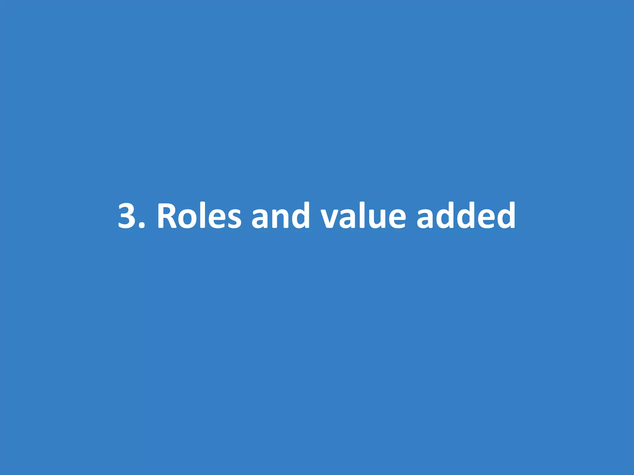 3. Roles and value added
 