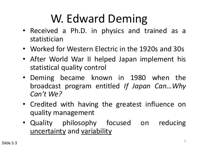 w edwards deming a total quality Read this essay on w edwards deming- a total quality pioneer come browse our large digital warehouse of free sample essays get the knowledge you need in order to pass your classes and more only at termpaperwarehousecom. w edwards deming a total quality Read this essay on w edwards deming- a total quality pioneer come browse our large digital warehouse of free sample essays get the knowledge you need in order to pass your classes and more only at termpaperwarehousecom.