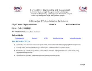 Ece btech 1st year syllabus basic electrical engineering | PDF