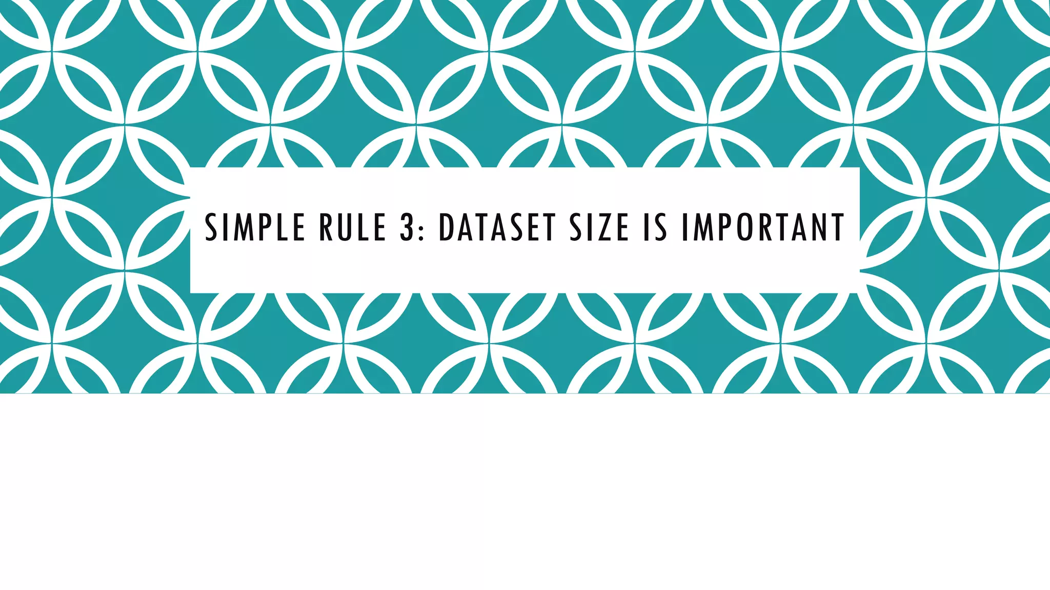 SIMPLE RULE 3: DATASET SIZE IS IMPORTANT
 