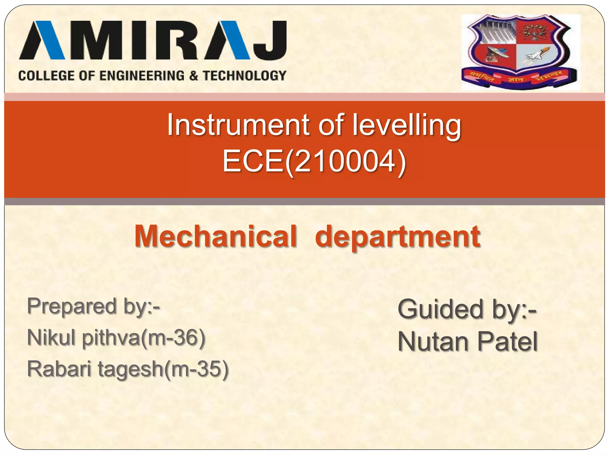 instruments of levelling | PPTX