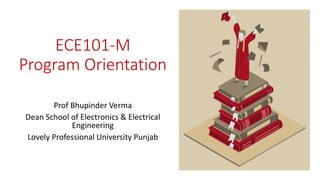 ECE101-M
Program Orientation
Prof Bhupinder Verma
Dean School of Electronics & Electrical
Engineering
Lovely Professional University Punjab
 