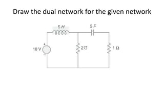 Draw the dual network for the given network
 
