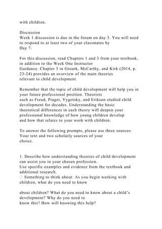 ECE 205 CHILD DEVELOPMENT WEEK ONE INSTRUCTOR GUIDANCE .docx