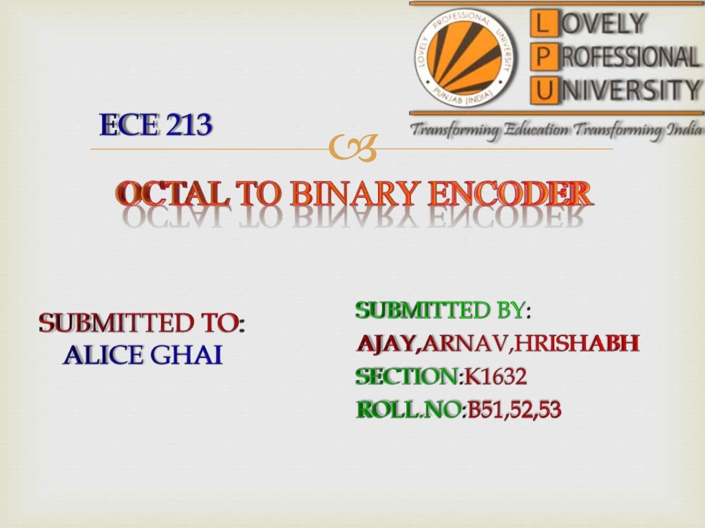 Octal to binary encoder